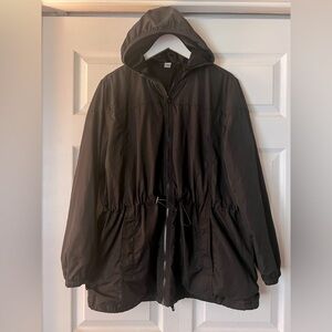 Black Hooded Rain Jacket